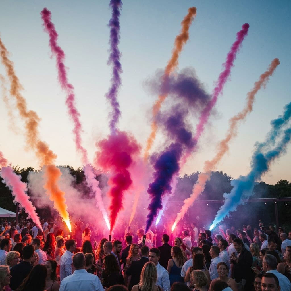 Efecto de humo aéreo durante una celebración