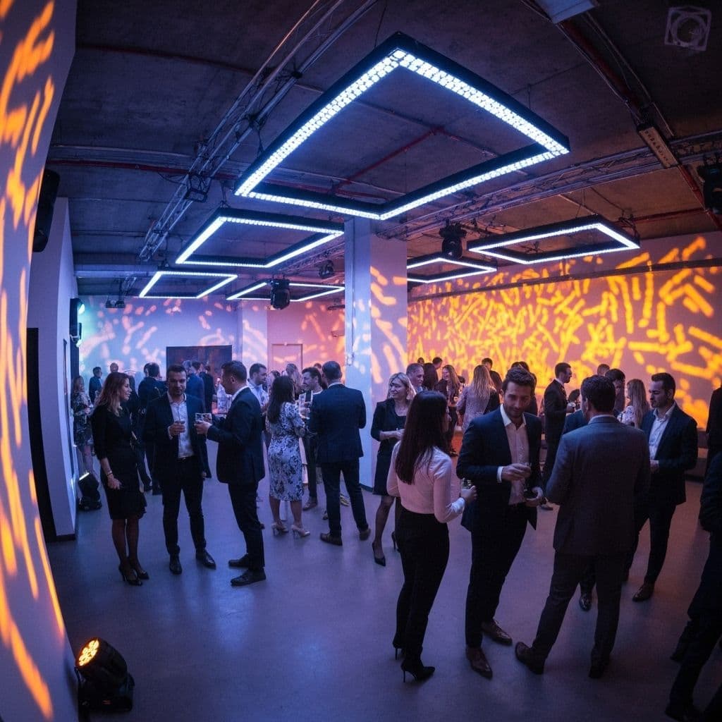 Iluminación LED instalada para el montaje del evento
