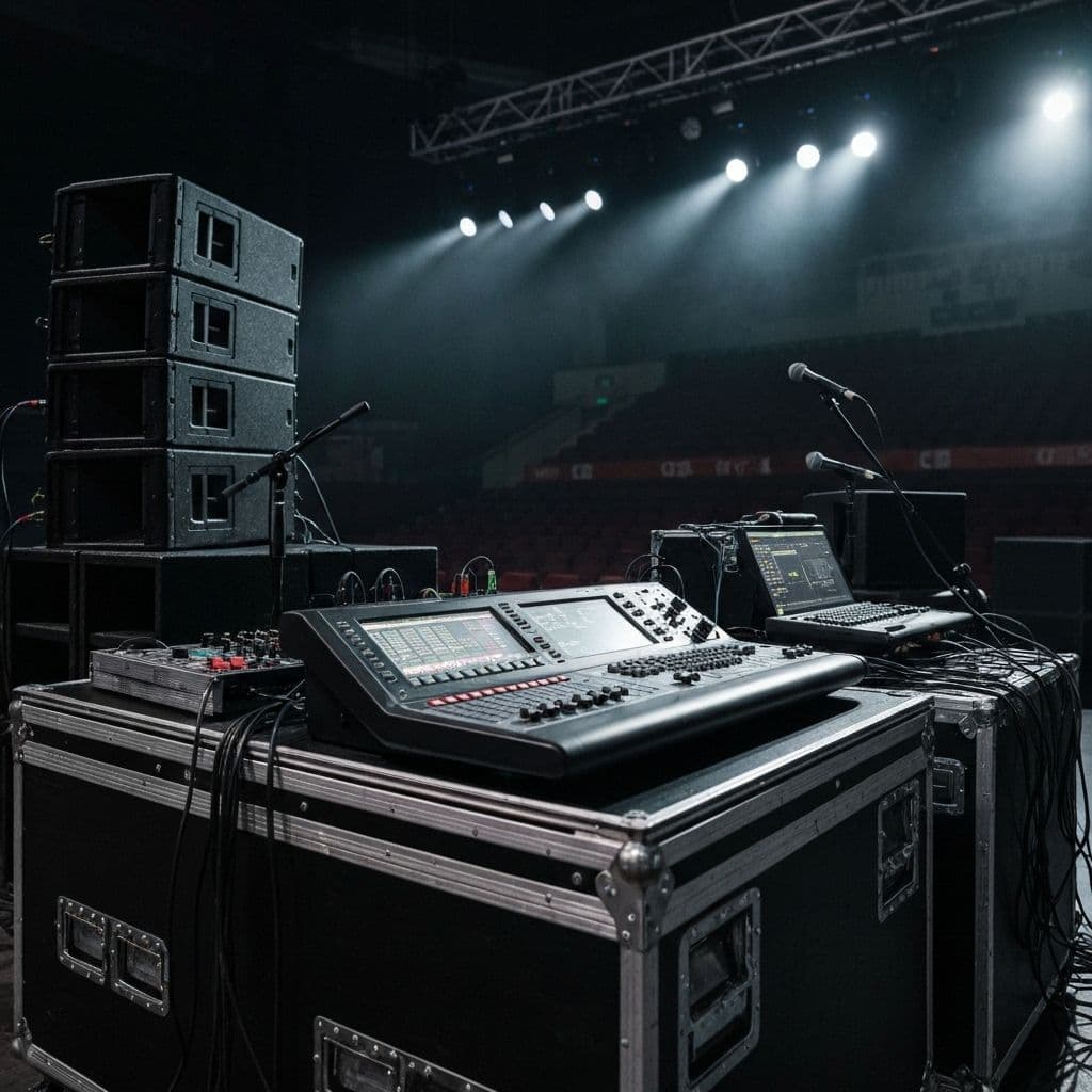 Equipo de sonido de Conect Eventos preparado para la celebración